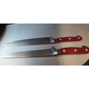 Chef Knife Set 2 Tramontina High Carbon Stainless Brazil Wood Handle